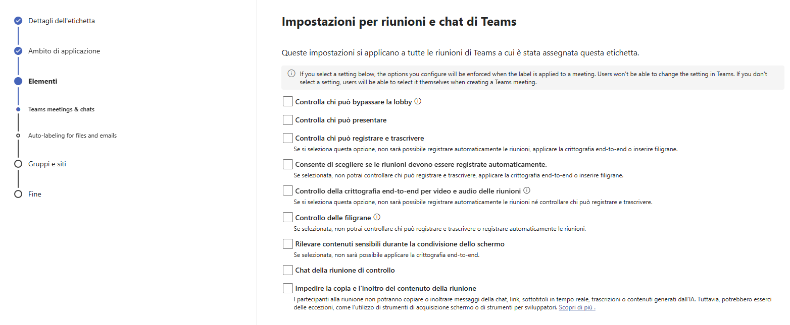 Configurazione meeting
