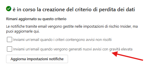Notifiche avvisi con gravità elevata
